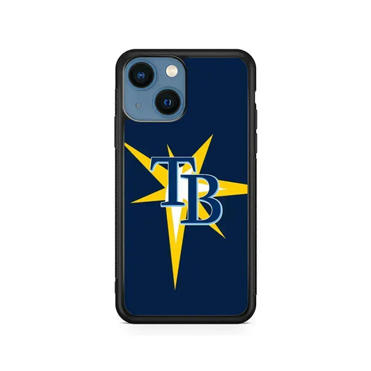 MLB Tampa Bay Rays Team iPhone 13 Mini Case-Rubber / Black (2D Case)-Xtracase
