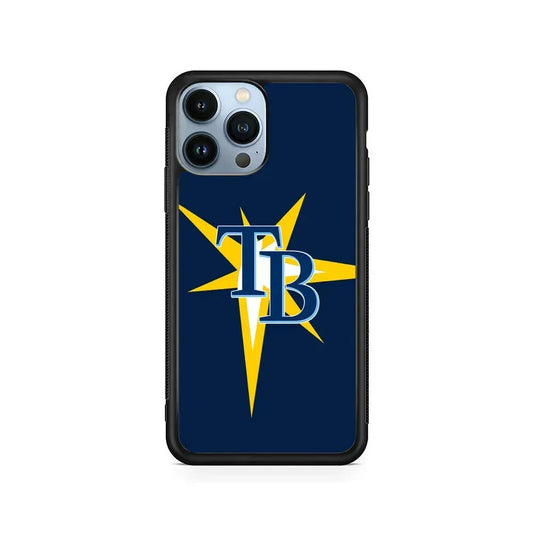 MLB Tampa Bay Rays Team iPhone 15 Pro Max Case-Rubber / Black (2D Case)-Xtracase