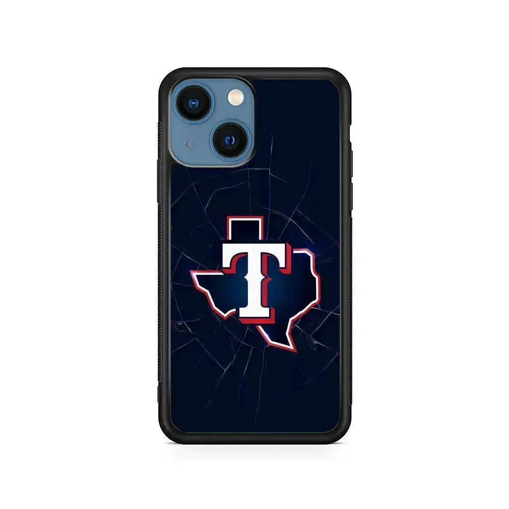 MLB Texas Rangers Team iPhone 13 Mini Case-Rubber / Black (2D Case)-Xtracase