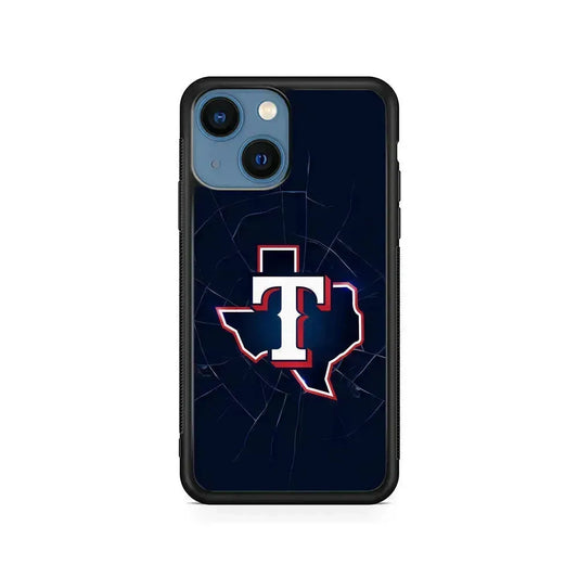 MLB Texas Rangers Team iPhone 13 Mini Case-Rubber / Black (2D Case)-Xtracase