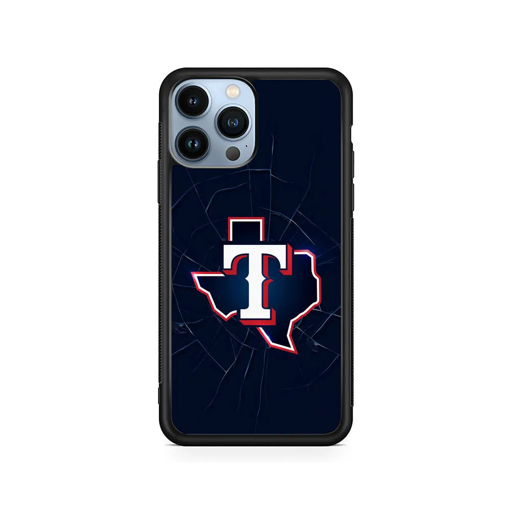 MLB Texas Rangers Team iPhone 13 Pro Case-Rubber / Black (2D Case)-Xtracase