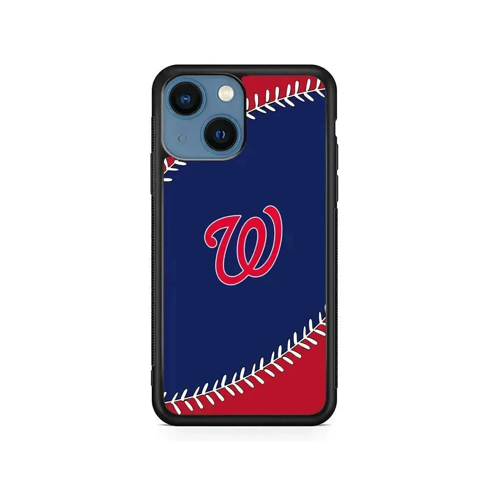 MLB Washington Nationals Logo iPhone 13 Mini Case-Rubber / Black (2D Case)-Xtracase