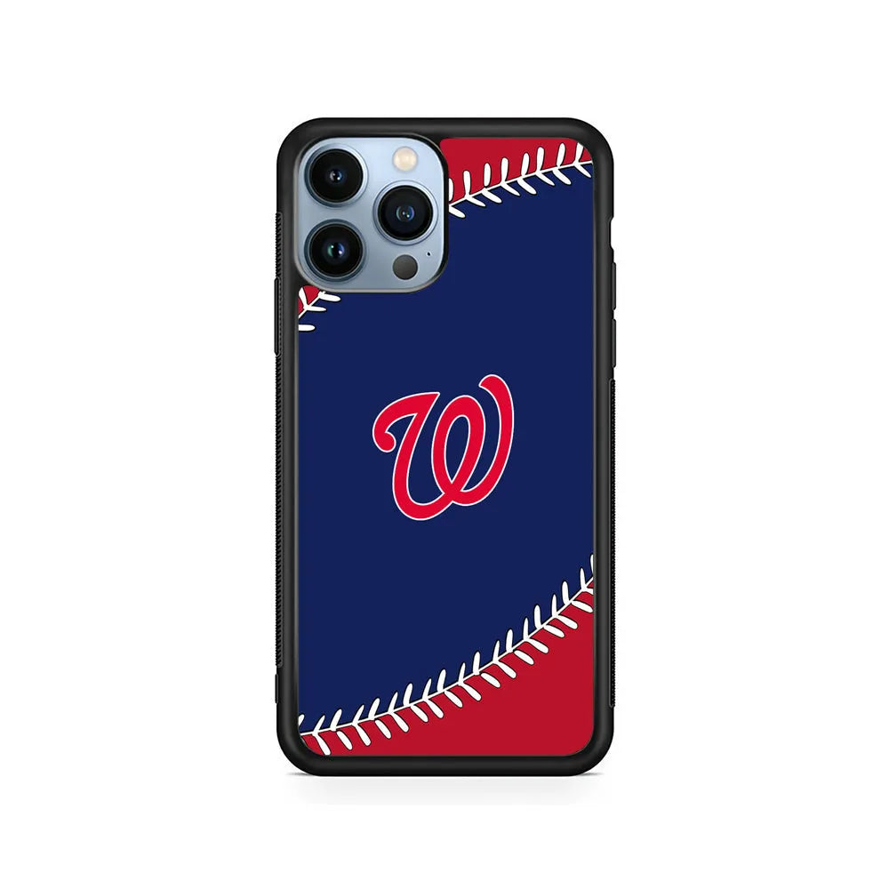 MLB Washington Nationals Logo iPhone 13 Pro Case-Rubber / Black (2D Case)-Xtracase