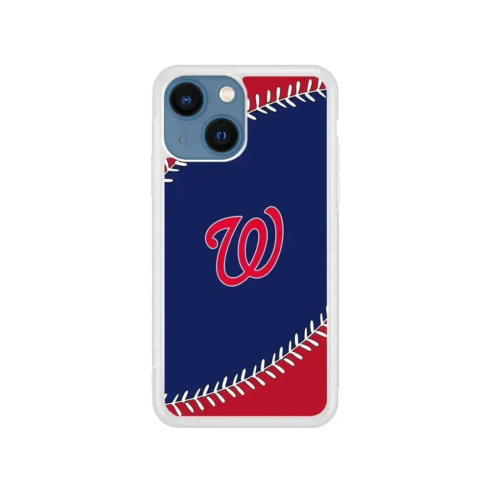 MLB Washington Nationals Logo iPhone 13 Mini Case-Rubber / White (2D Case)-Xtracase