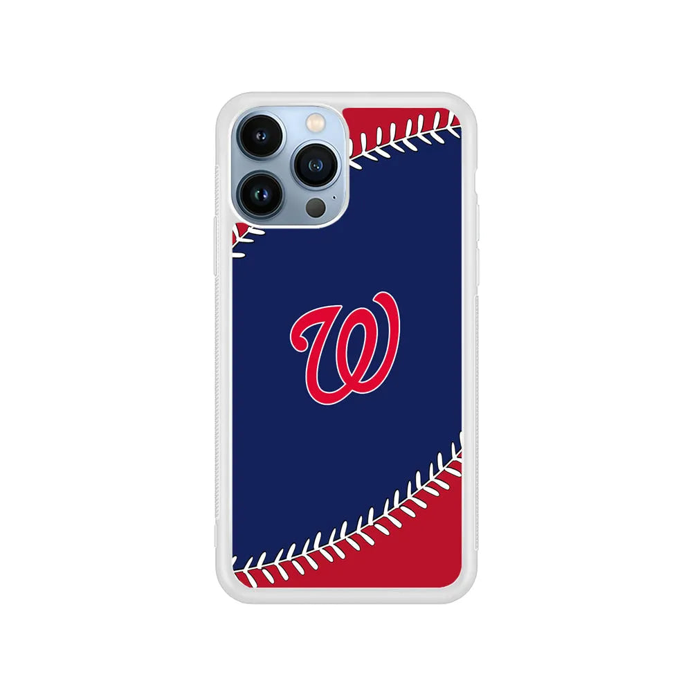 MLB Washington Nationals Logo iPhone 13 Pro Case-Rubber / White (2D Case)-Xtracase