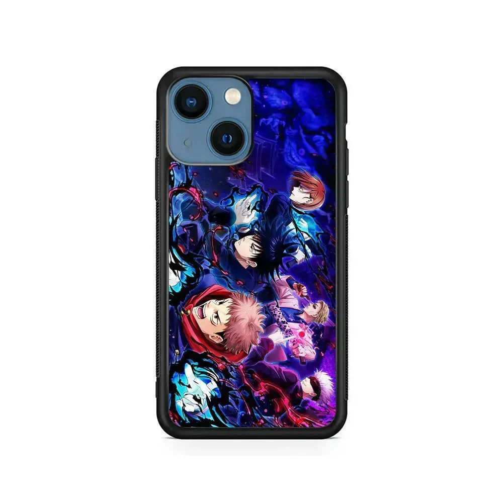 Main Characters of Jujutsu Kaisen iPhone 13 Mini Case-Rubber / Black (2D Case)-Xtracase