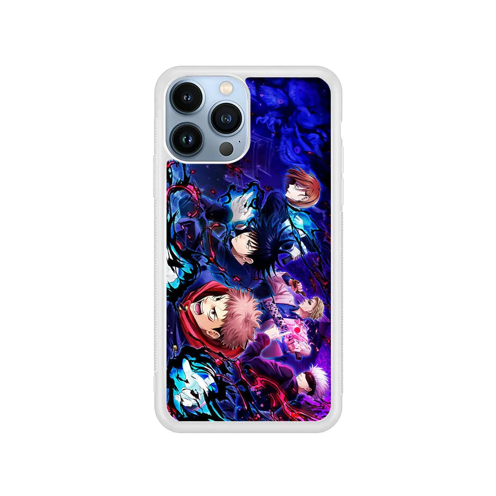 Main Characters of Jujutsu Kaisen iPhone 13 Pro Max Case-Rubber / White (2D Case)-Xtracase