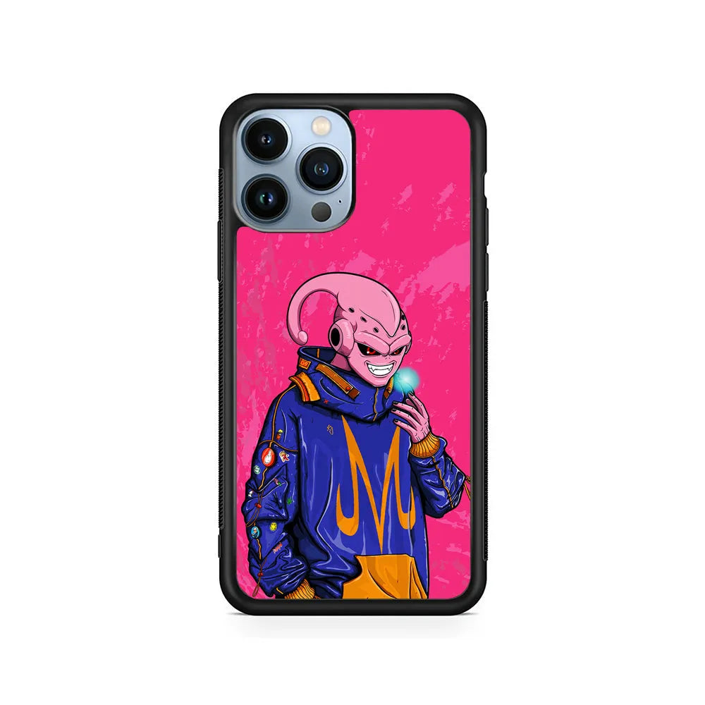 Majin Buu Dragon Ball Z Jacket iPhone 13 Pro Max Case-Rubber / Black (2D Case)-Xtracase