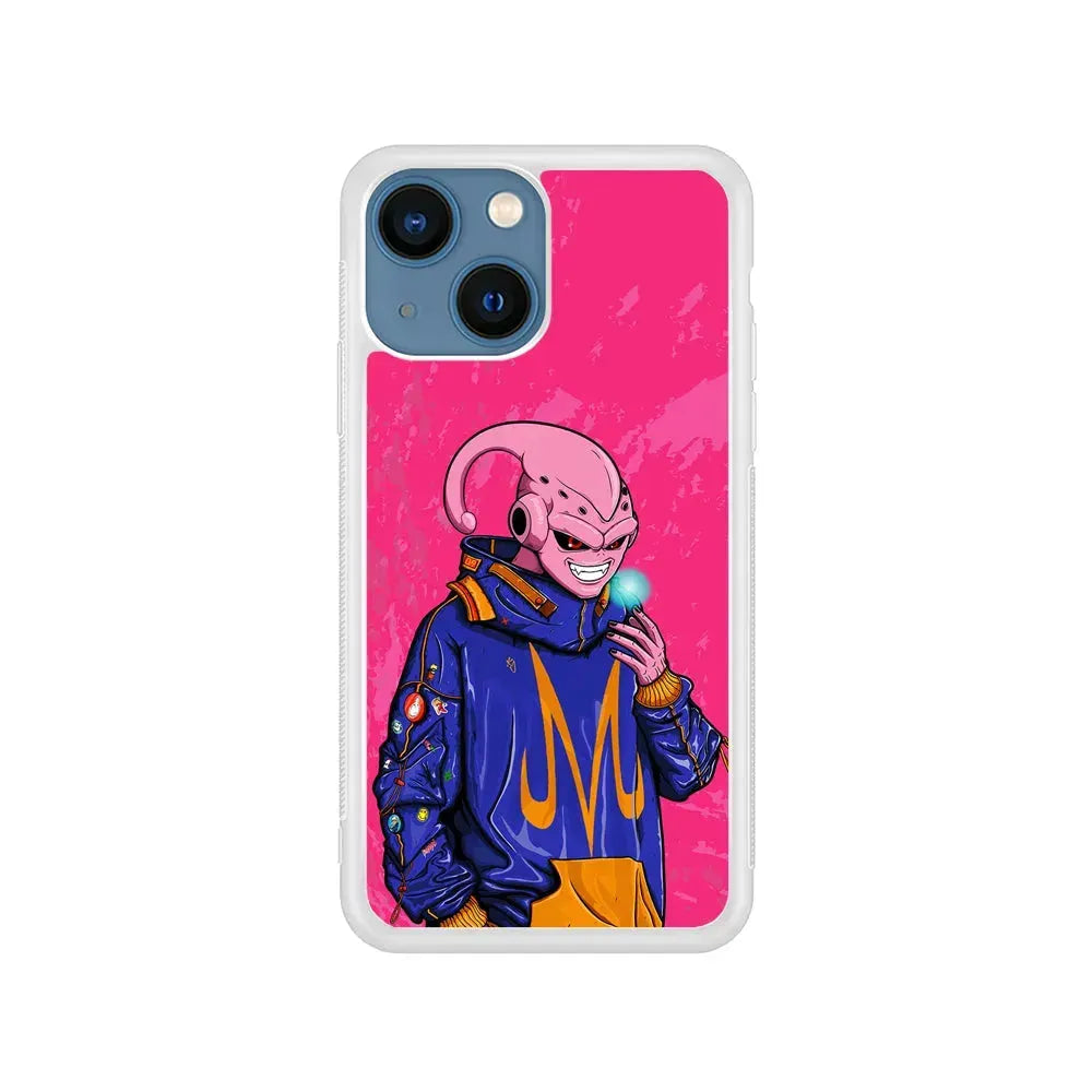 Majin Buu Dragon Ball Z Jacket iPhone 13 Mini Case-Rubber / White (2D Case)-Xtracase