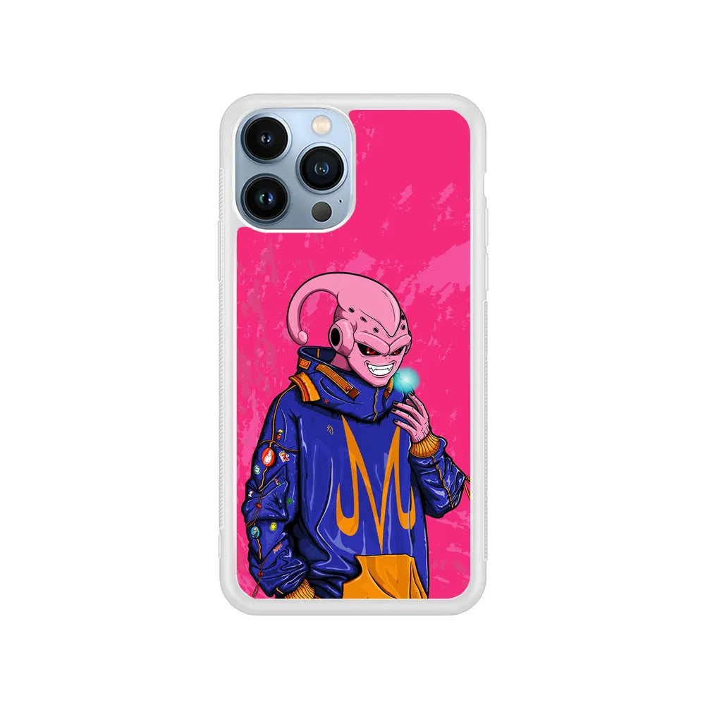 Majin Buu Dragon Ball Z Jacket iPhone 13 Pro Max Case-Rubber / White (2D Case)-Xtracase
