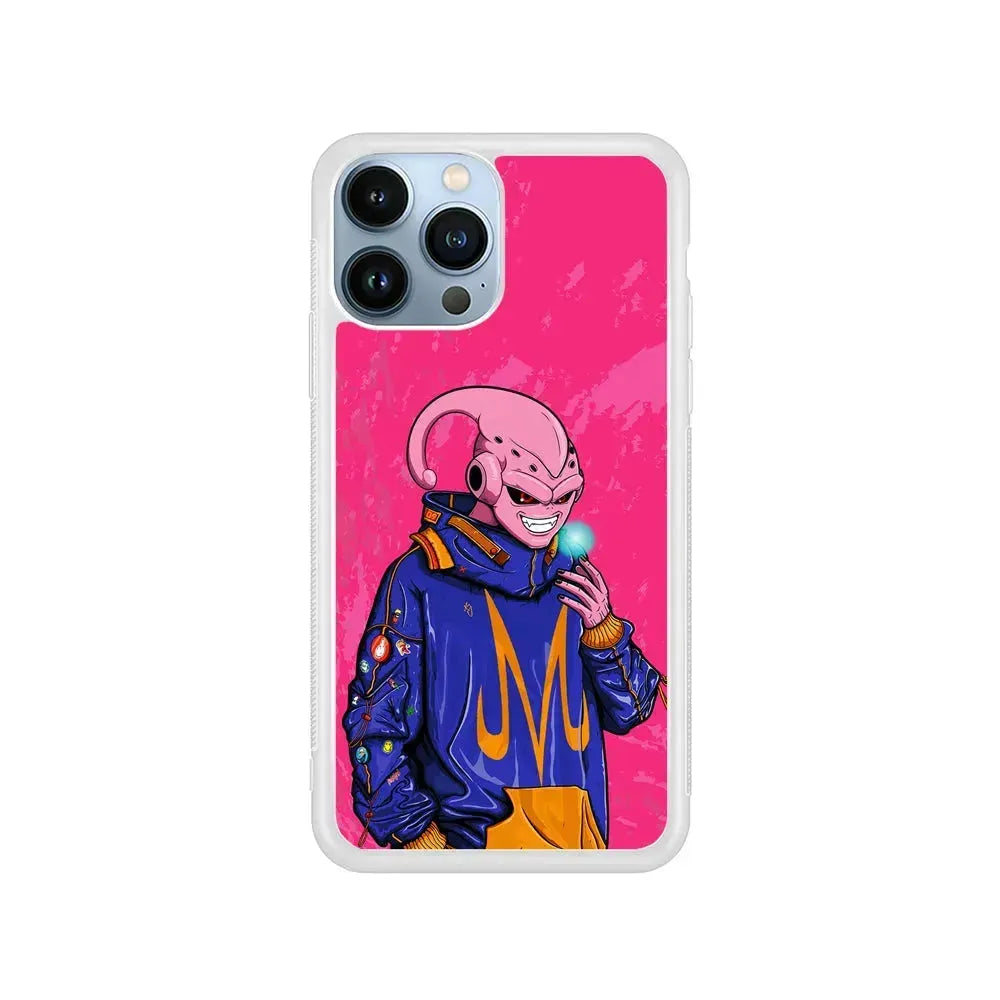 Majin Buu Dragon Ball Z Jacket iPhone 15 Pro Max Case-Rubber / White (2D Case)-Xtracase