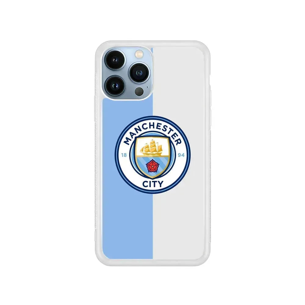 Manchester City Colour Of Pride iPhone 15 Pro Max Case-Rubber / White (2D Case)-Xtracase