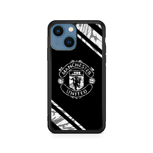 Manchester United Black Emblem iPhone 13 Mini Case-Rubber / Black (2D Case)-Xtracase