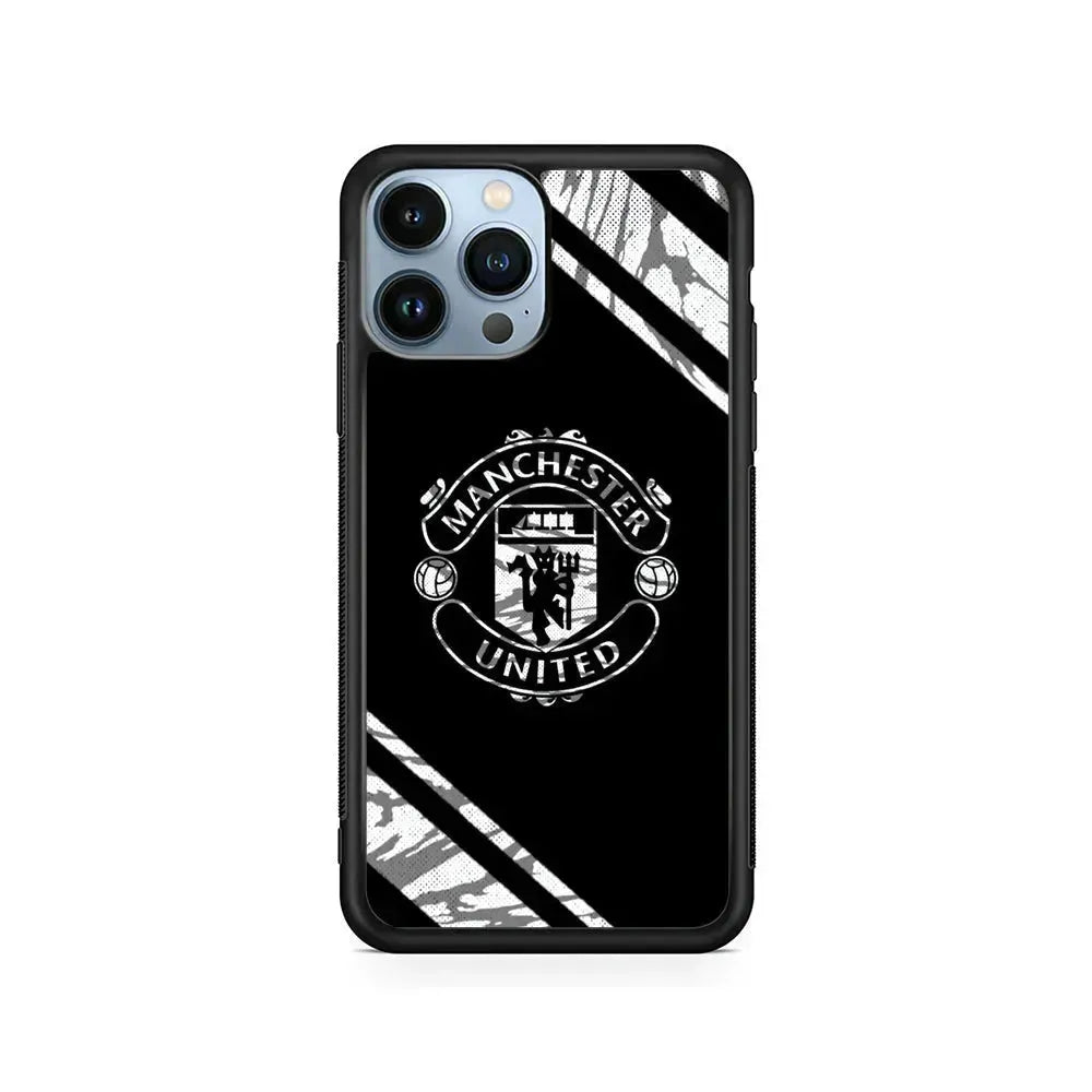 Manchester United Black Emblem iPhone 15 Pro Max Case-Rubber / Black (2D Case)-Xtracase