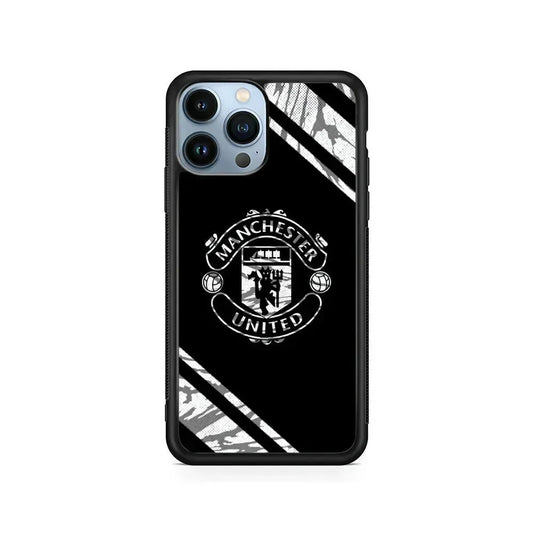 Manchester United Black Emblem iPhone 15 Pro Max Case-Rubber / Black (2D Case)-Xtracase