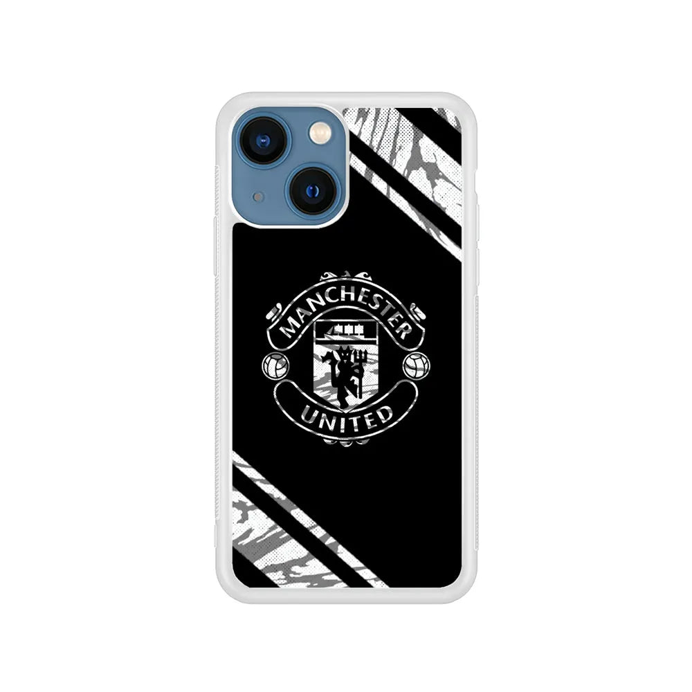 Manchester United Black Emblem iPhone 15 Case-Rubber / White (2D Case)-Xtracase