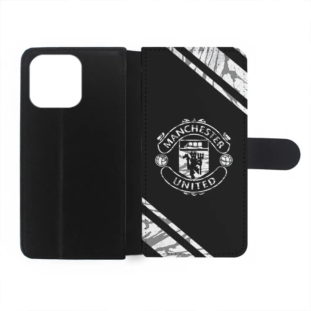 Manchester United Black Emblem iPhone 15 Case-Flip Wallet Case-Xtracase