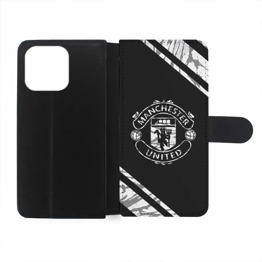 Manchester United Black Emblem iPhone 15 Pro Max Case-Flip Wallet Case-Xtracase
