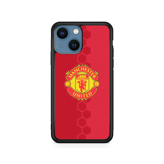 Manchester United Red Emblem iPhone 15 Plus Case-Rubber / Black (2D Case)-Xtracase
