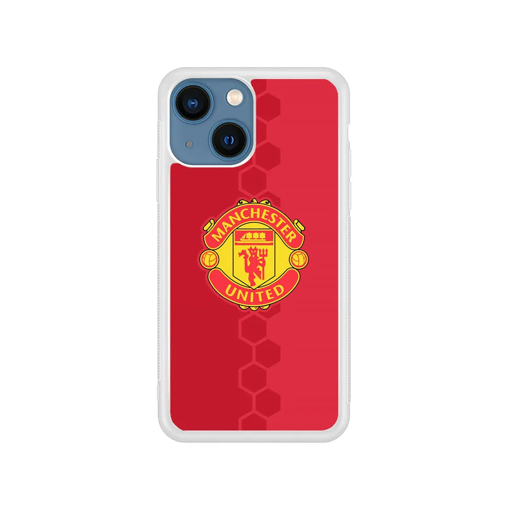 Manchester United Red Emblem iPhone 15 Case-Rubber / White (2D Case)-Xtracase