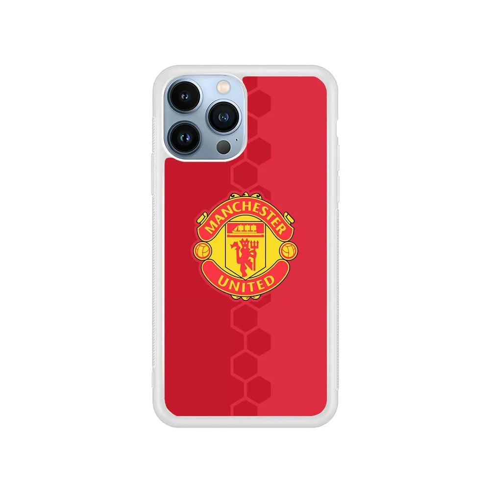 Manchester United Red Emblem iPhone 13 Pro Case-Rubber / White (2D Case)-Xtracase
