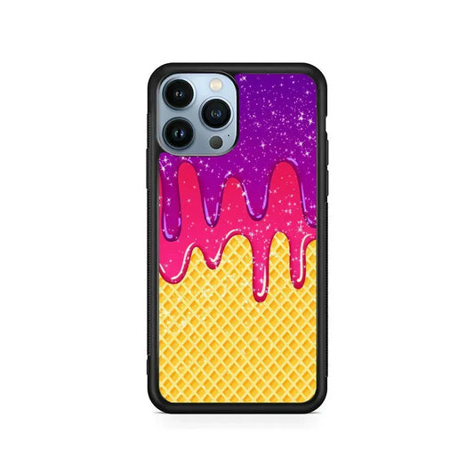 Melted Ice Cream and A Waffle iPhone 15 Pro Max Case-Rubber / Black (2D Case)-Xtracase