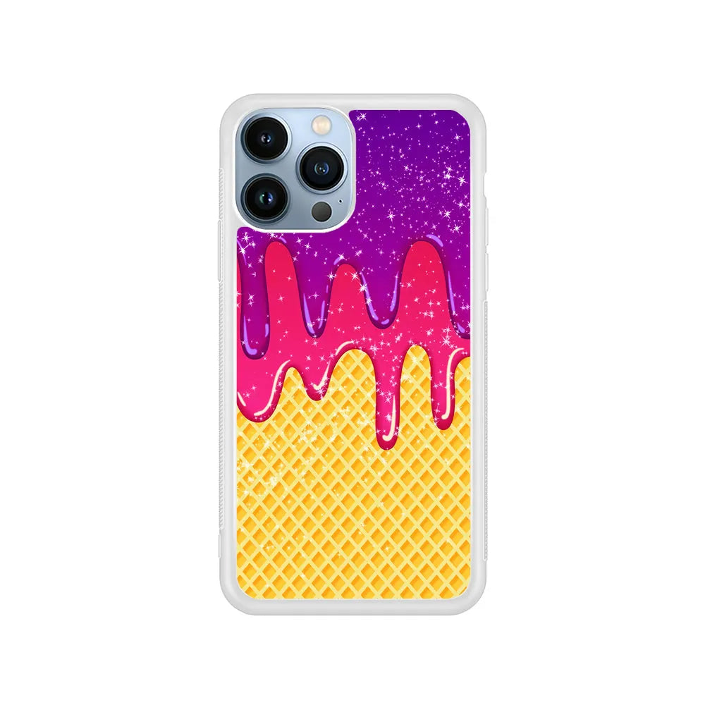 Melted Ice Cream and A Waffle iPhone 13 Pro Case-Rubber / White (2D Case)-Xtracase
