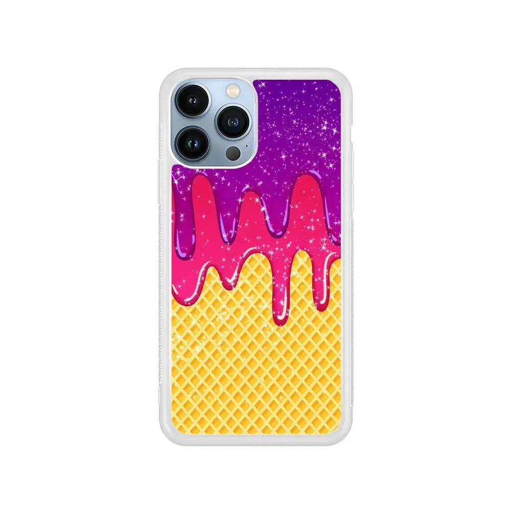 Melted Ice Cream and A Waffle iPhone 15 Pro Max Case-Rubber / White (2D Case)-Xtracase