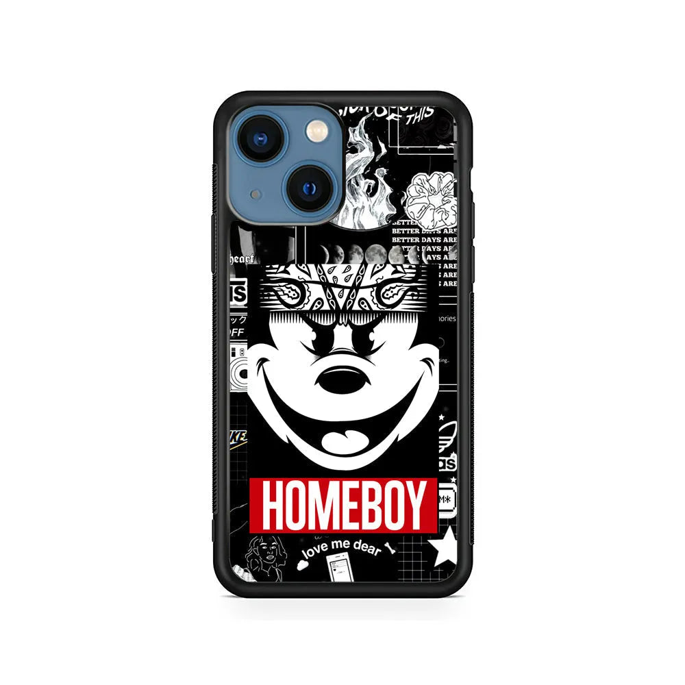 Mickey Mouse Homeboy iPhone 15 Case-Rubber / Black (2D Case)-Xtracase