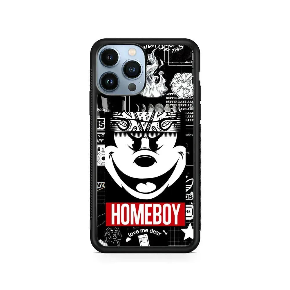 Mickey Mouse Homeboy iPhone 15 Pro Max Case-Rubber / Black (2D Case)-Xtracase