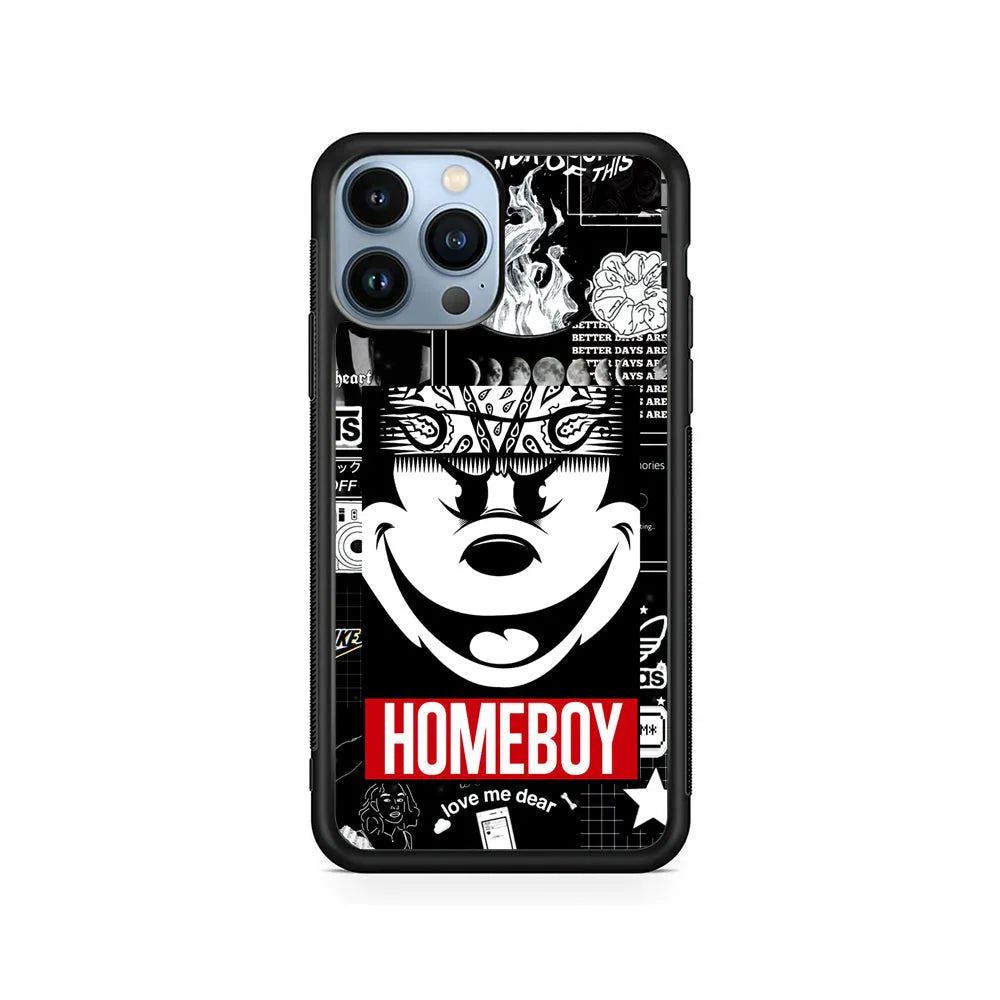 Mickey Mouse Homeboy iPhone 13 Pro Case-Rubber / Black (2D Case)-Xtracase