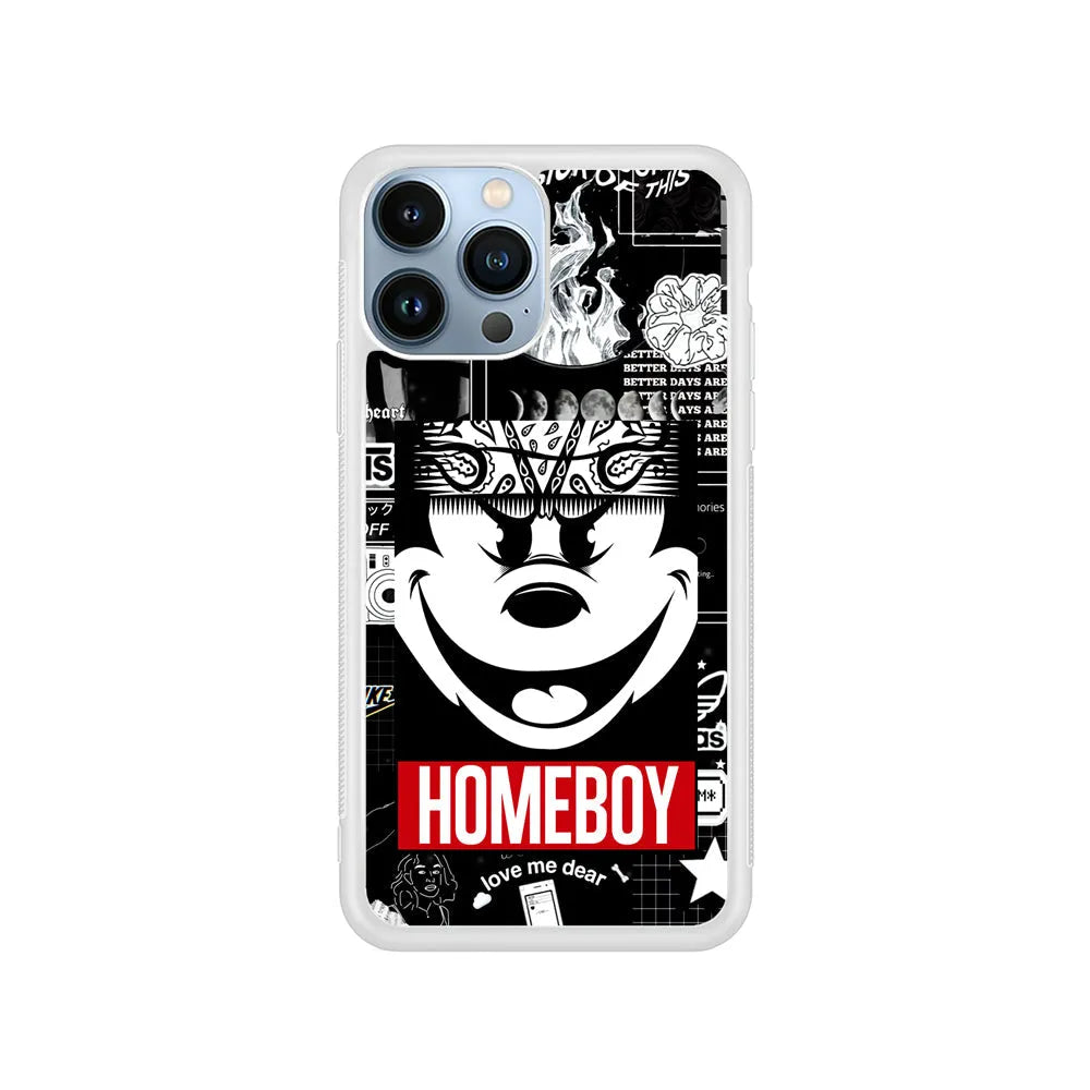 Mickey Mouse Homeboy iPhone 13 Pro Case-Rubber / White (2D Case)-Xtracase