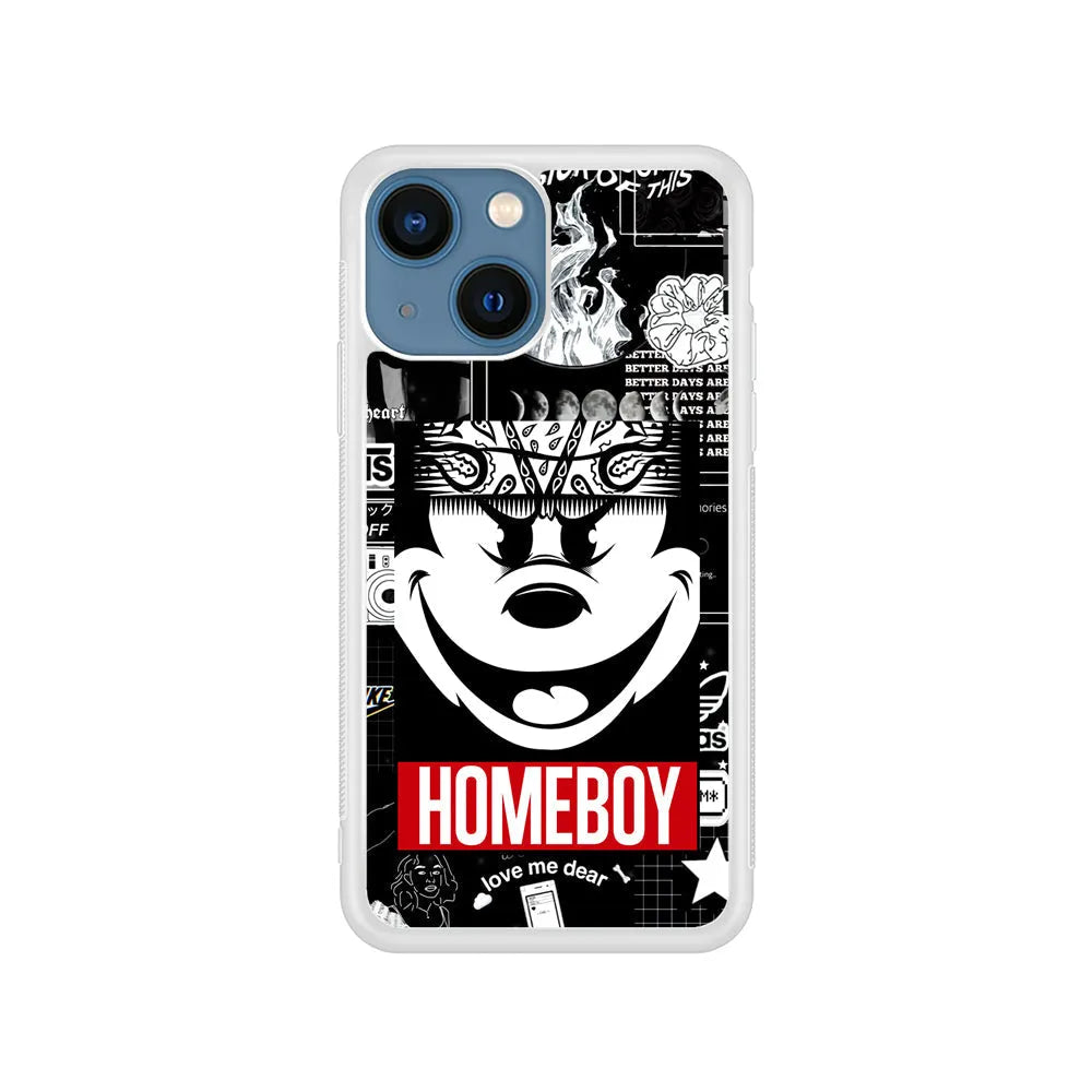 Mickey Mouse Homeboy iPhone 15 Case-Rubber / White (2D Case)-Xtracase