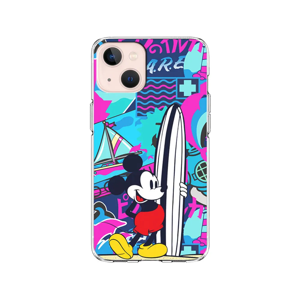 Mickey Mouse Surf Board iPhone 15 Case-Clear Soft Case-Xtracase