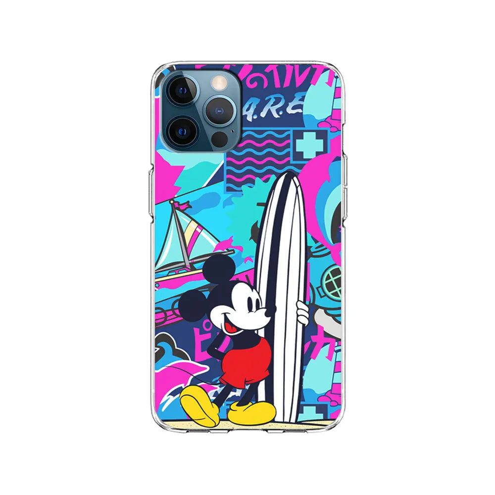 Mickey Mouse Surf Board iPhone 13 Pro Case-Clear Soft Case-Xtracase