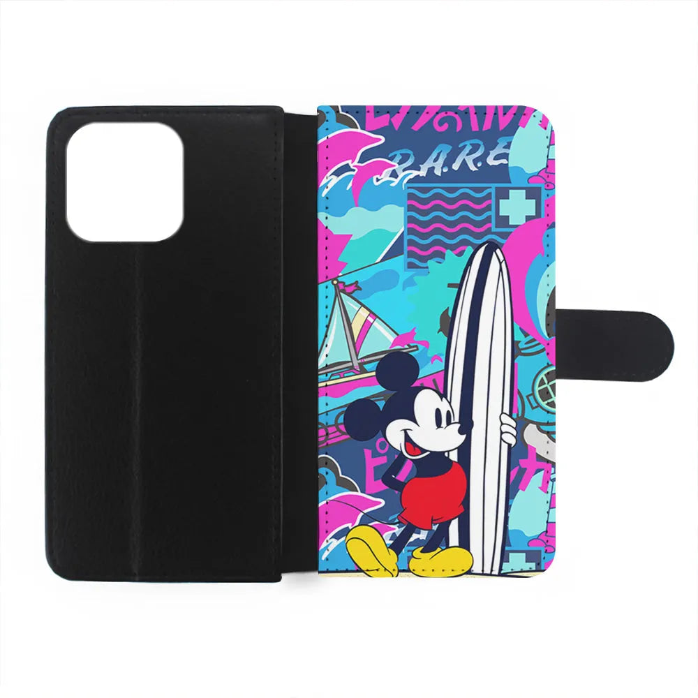 Mickey Mouse Surf Board iPhone 15 Case-Flip Wallet Case-Xtracase