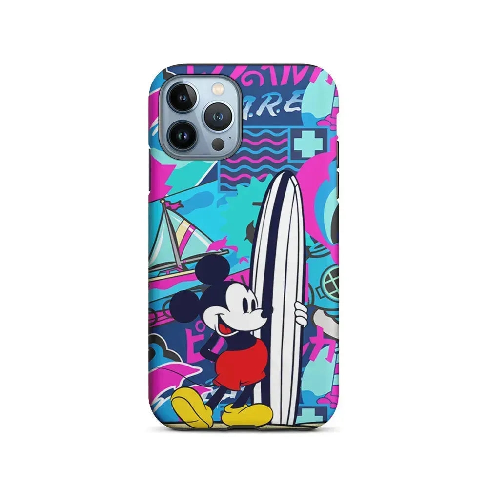 Mickey Mouse Surf Board iPhone 15 Pro Max Case-2 in 1 Tough Case-Xtracase