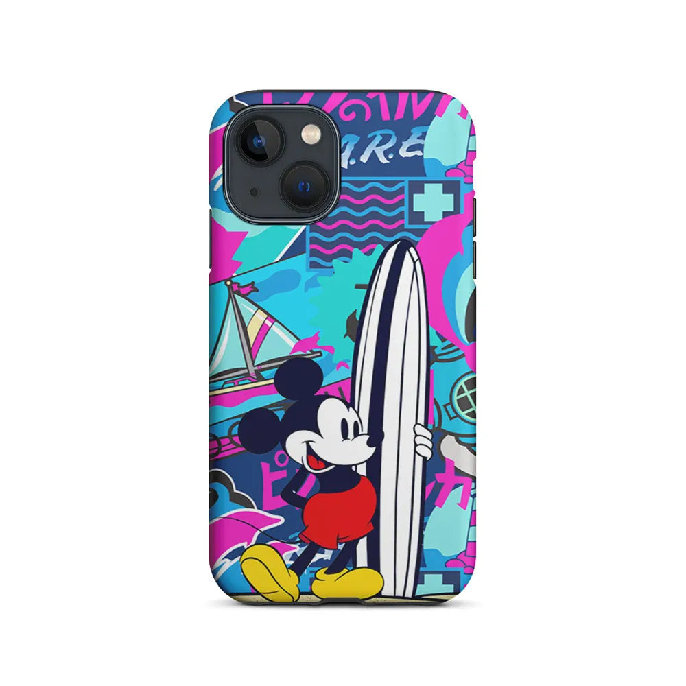 Mickey Mouse Surf Board iPhone 15 Case-2 in 1 Tough Case-Xtracase
