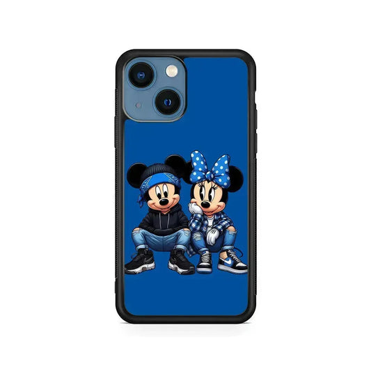 Mickey and Minnie Style iPhone 13 Mini Case-Rubber / Black (2D Case)-Xtracase