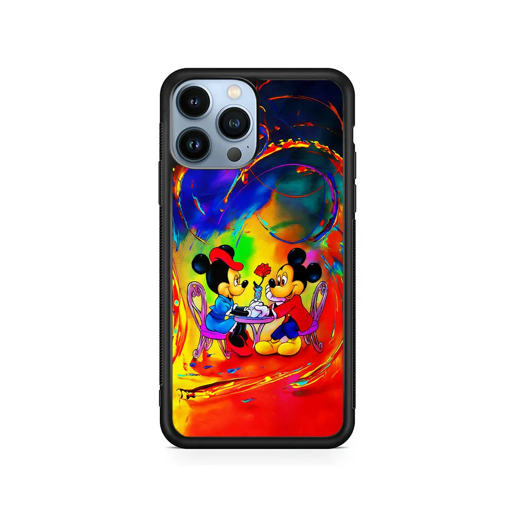 Mickey and Minnie Valentines Day iPhone 13 Pro Case-Rubber / Black (2D Case)-Xtracase