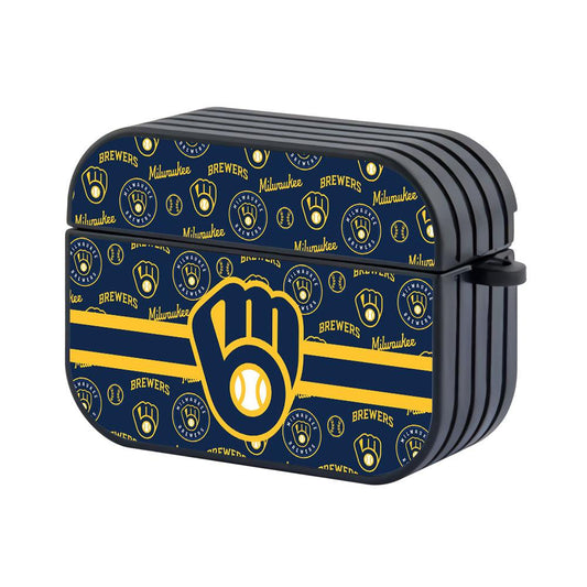 Milwaukee Brewers Blue Wall Patern Hard Plastic Case Cover For Apple Airpods Pro 2-Xtracase
