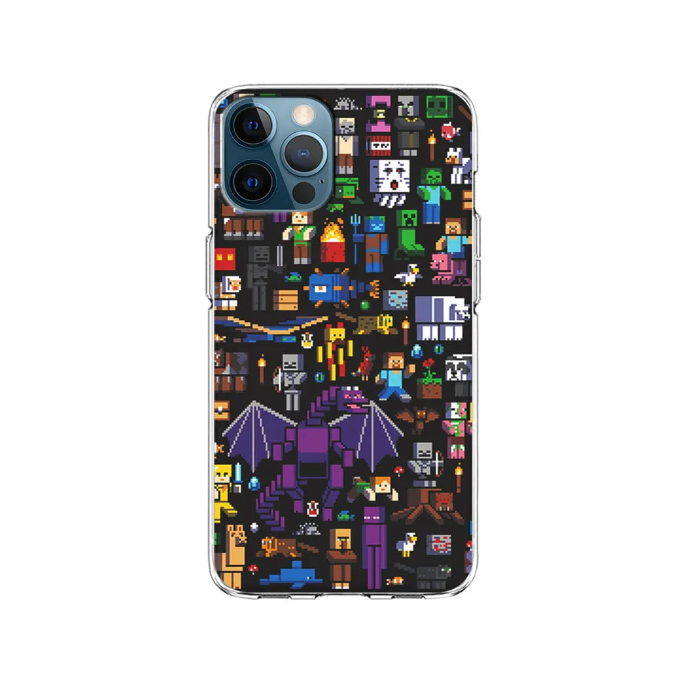 Minicraft All Characters iPhone 13 Pro Case-Clear Soft Case-Xtracase