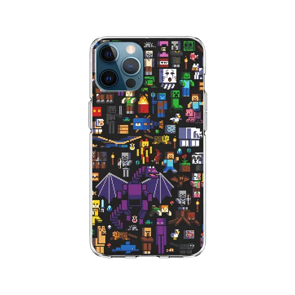 Minicraft All Characters iPhone 15 Pro Max Case-Clear Soft Case-Xtracase