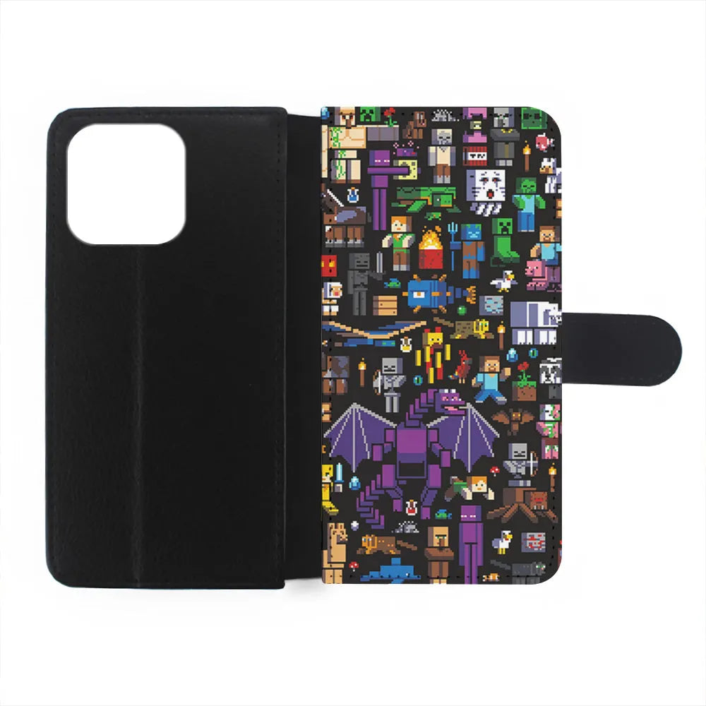 Minicraft All Characters iPhone 15 Case-Flip Wallet Case-Xtracase