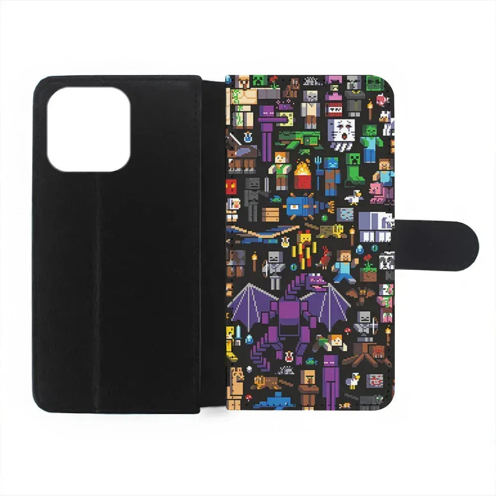Minicraft All Characters iPhone 15 Pro Max Case-Flip Wallet Case-Xtracase