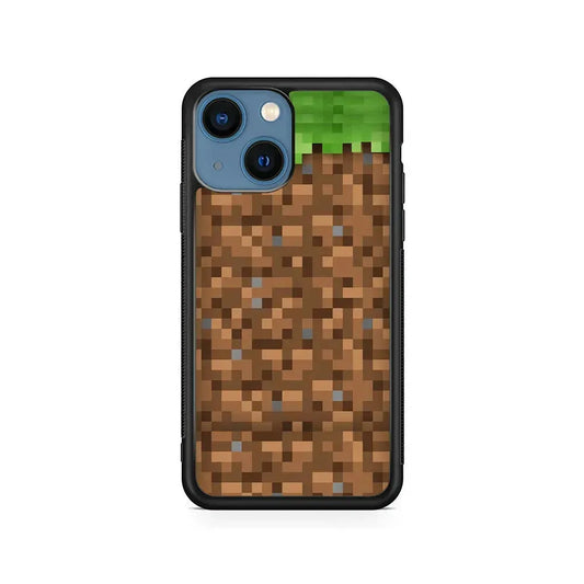Minicraft Block Pixel iPhone 13 Mini Case-Rubber / Black (2D Case)-Xtracase