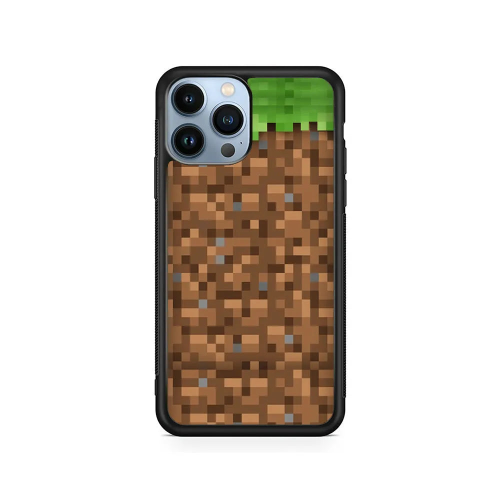 Minicraft Block Pixel iPhone 13 Pro Case-Rubber / Black (2D Case)-Xtracase