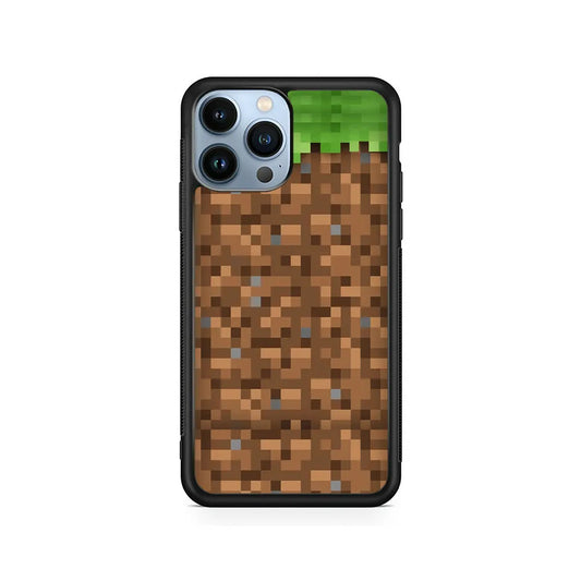Minicraft Block Pixel iPhone 13 Pro Max Case-Rubber / Black (2D Case)-Xtracase