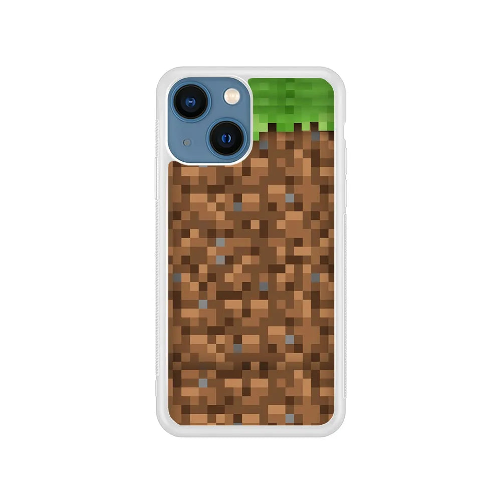 Minicraft Block Pixel iPhone 15 Case-Rubber / White (2D Case)-Xtracase