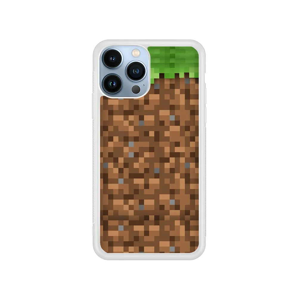 Minicraft Block Pixel iPhone 13 Pro Case-Rubber / White (2D Case)-Xtracase